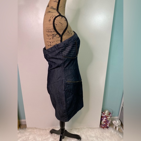 #165 THEORY Denim Strapless Dress size 6 - Picture 6 of 11